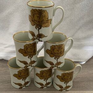 Fitz and Floyd Gold Floral Mug Set